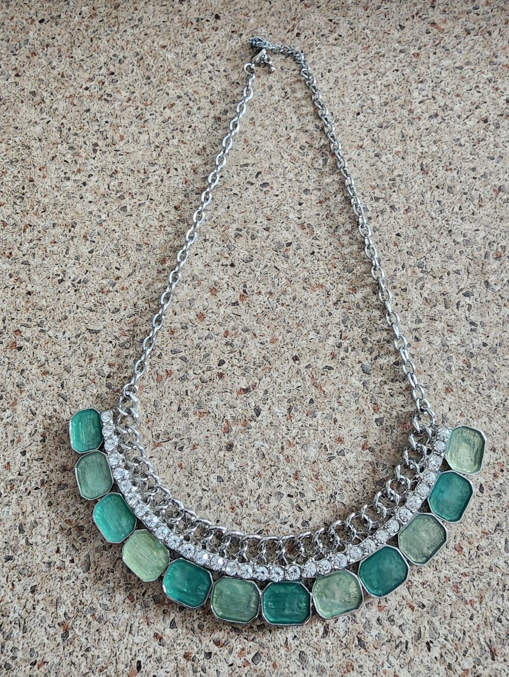 Vintage Style CLEOPATRA Silver Tone Choker Necklace  With Grem Gems 9inch